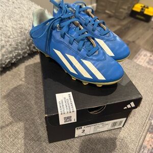 Adidas Blue and White Soccer Cleats, Boys size 2